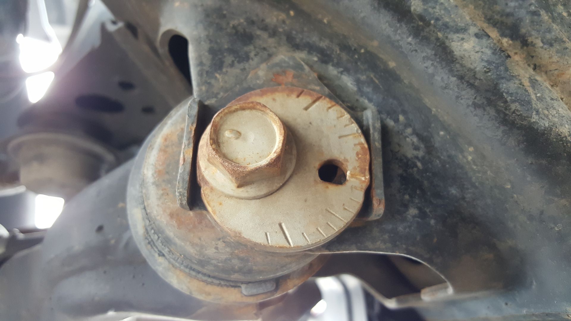 Alignment shop flattened tabs on front camber adjusters, what to do